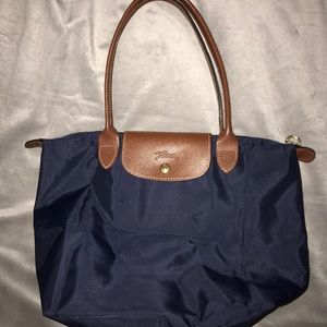 Small Navy Blue Long Champ bag