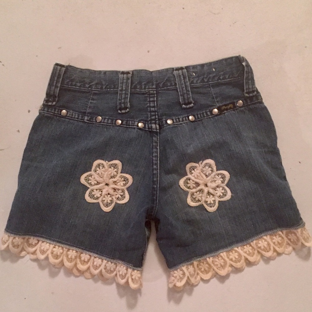 Vintage '50s Wrangler Jean Shorts w/Scalloped Lace