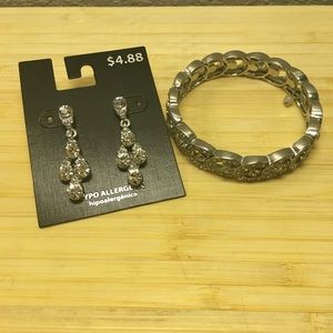 NEW silver drop earrings & bracelet
