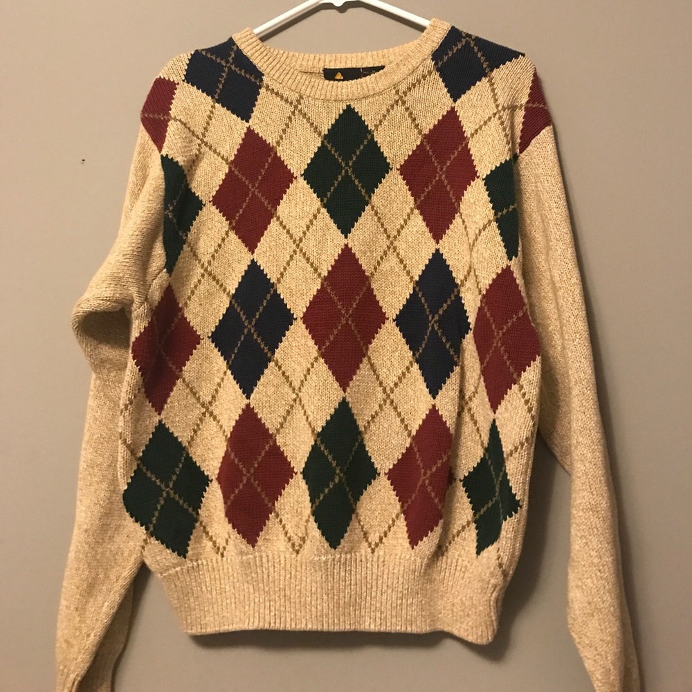 Vintage Argyle LizSport M Knit Sweater