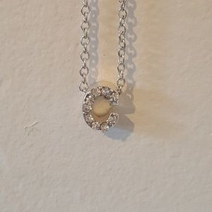 Silver C initial necklace