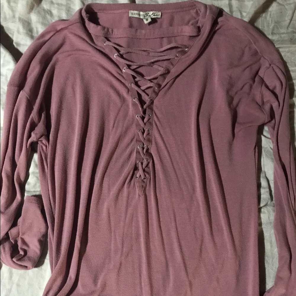 Express Dark Rose Gold Lace Up Long Sleeve