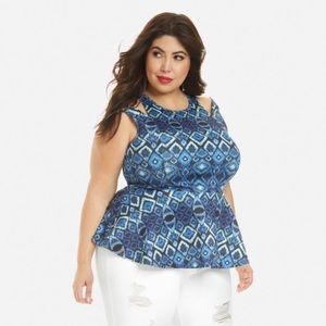 FTF NEW batik print peplum top Sz 0X