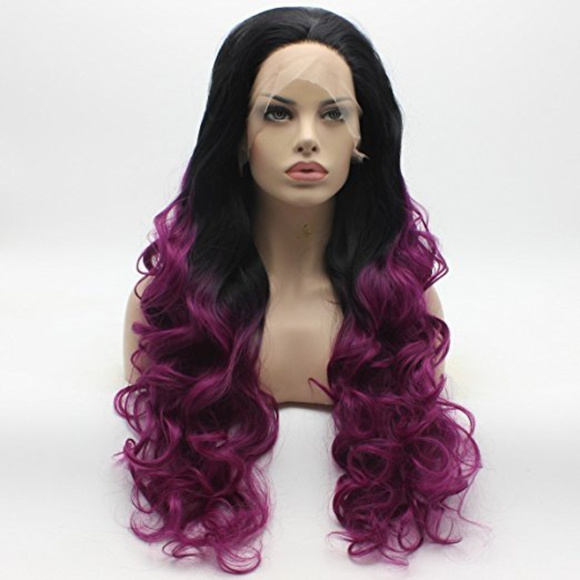 Ombre Black Purple Lacefront Wig 26-28 inches!! main image 4