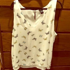 White chiffon blouse with butterflies