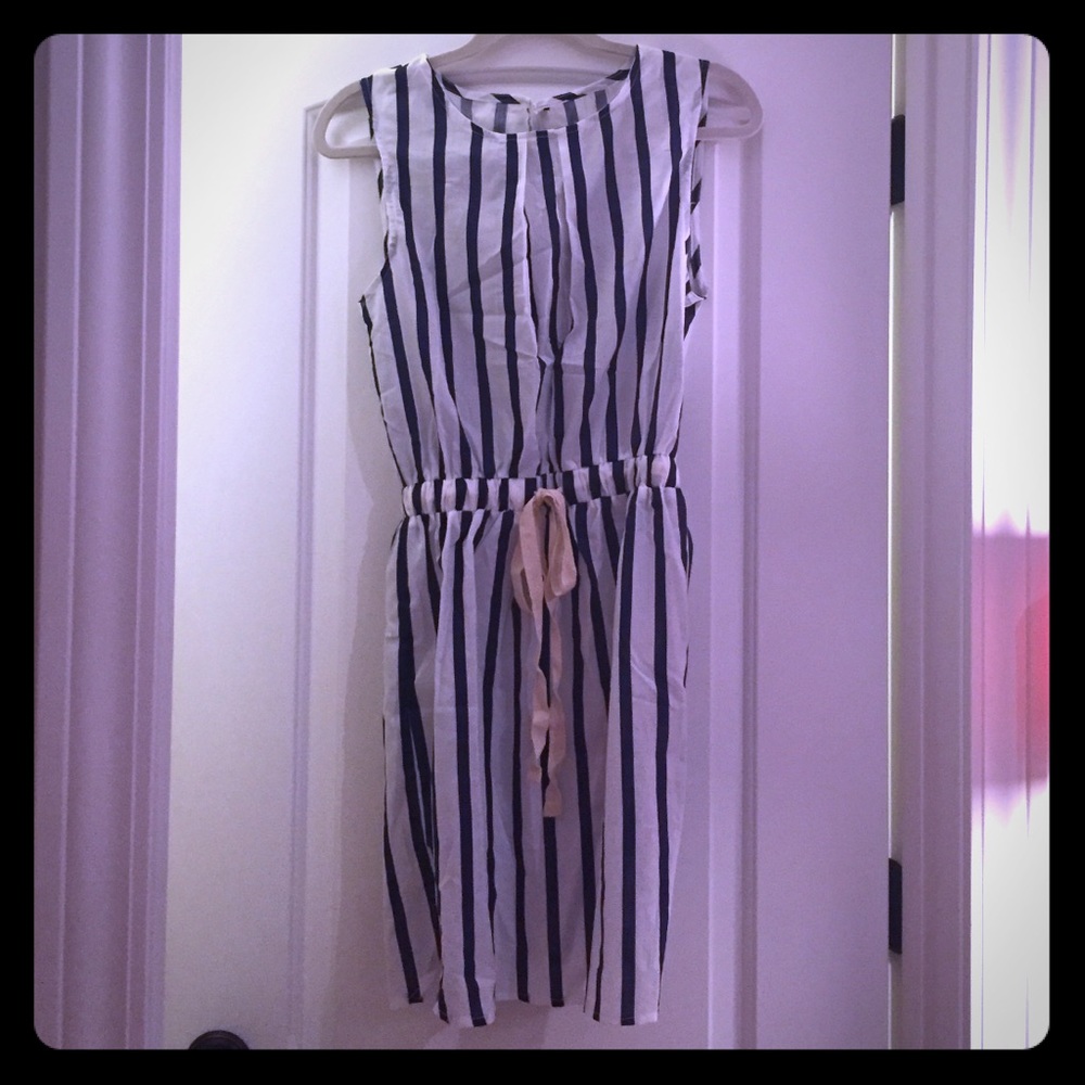 Navy and white striped dress