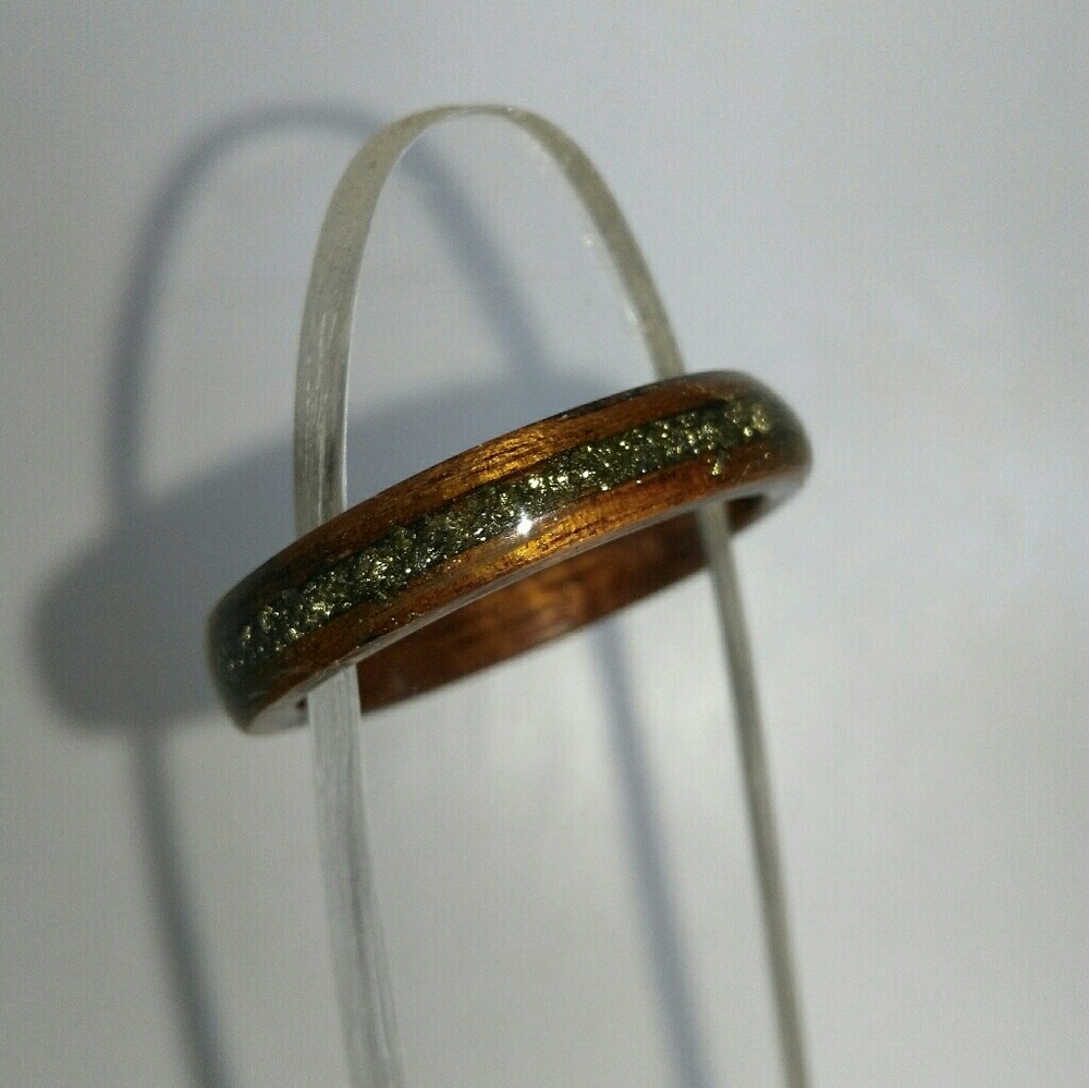 Rosewood and Iron Pyrite Bentwood Rings