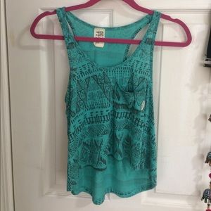 Billabong aqua tribal design tank top
