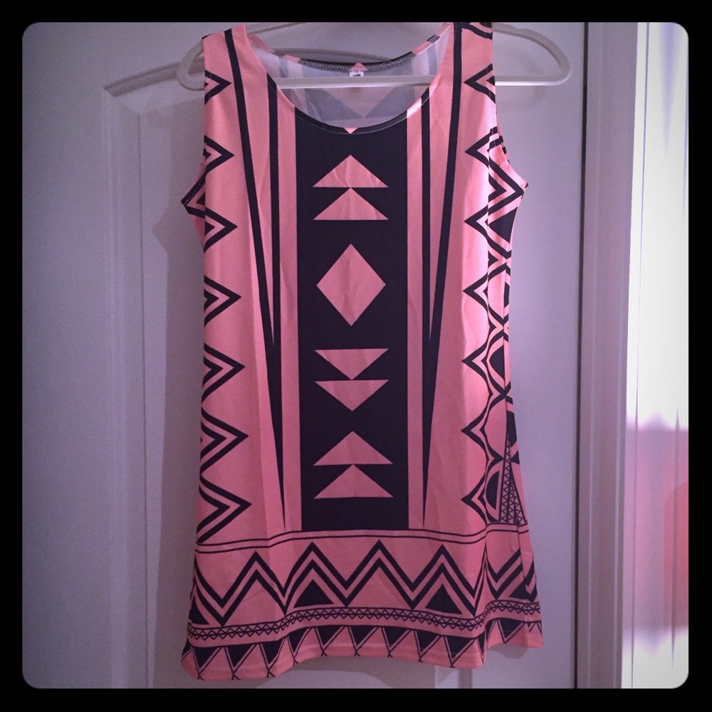 Pink and black Aztec print dress
