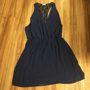 Navy blue dress with floral lace back