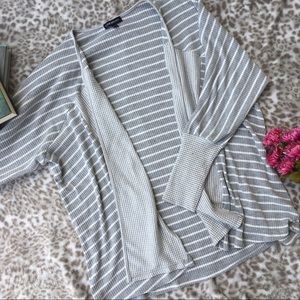 Lane Bryant Ribbed Grey and White Striped Cardigan