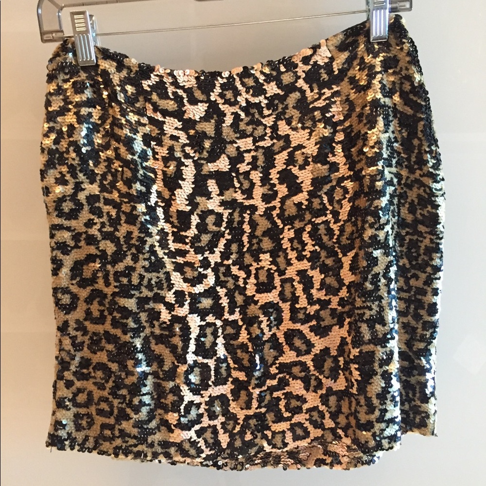 Vintage Oleg Cassini leopard sequin skirt