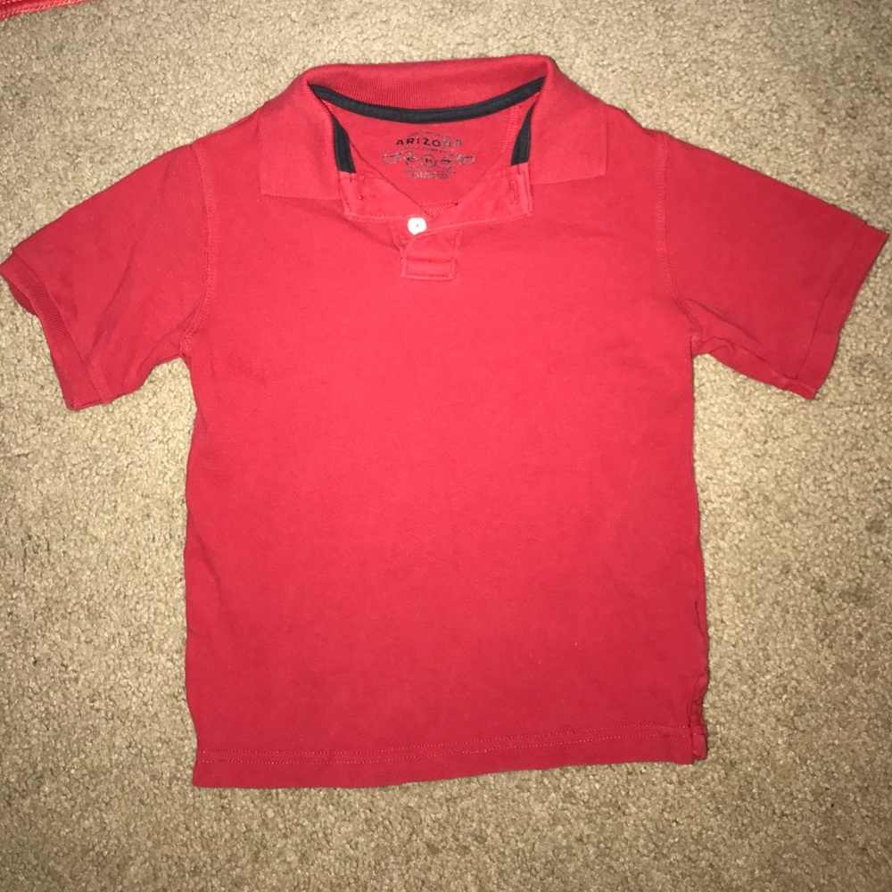 Little boys red collared Arizona shirt.