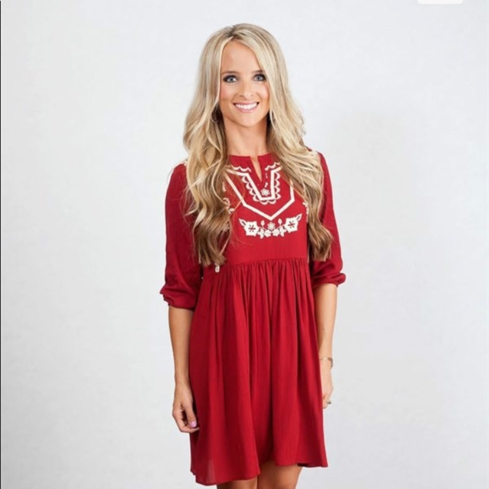 Embroidered Red Dress