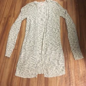Grey/white knit long sweater