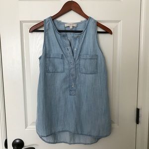 Loft sleeveless chambray top