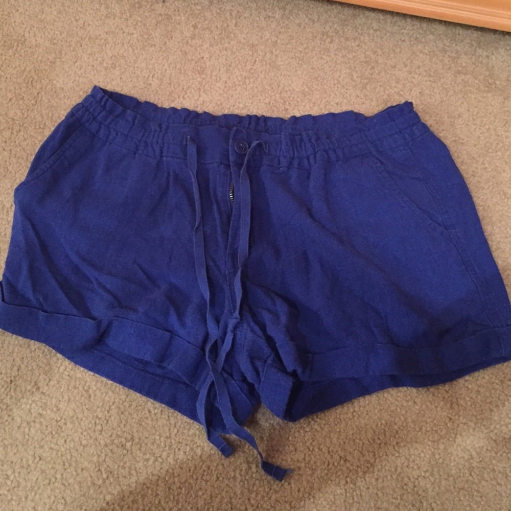Blue linen shorts