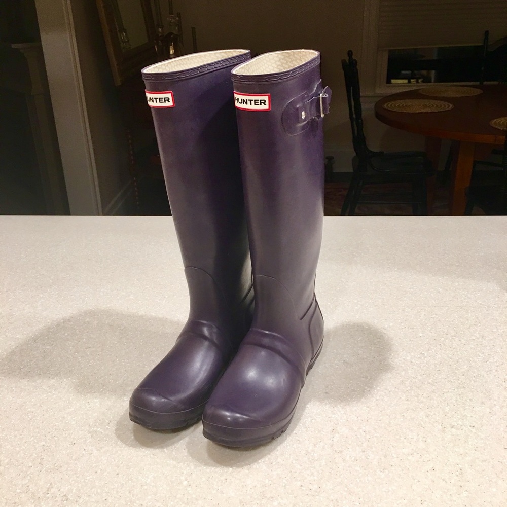 Dark Purple Hunter Rain Boots (like new!)