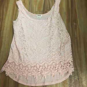 Pink floral lace tank top