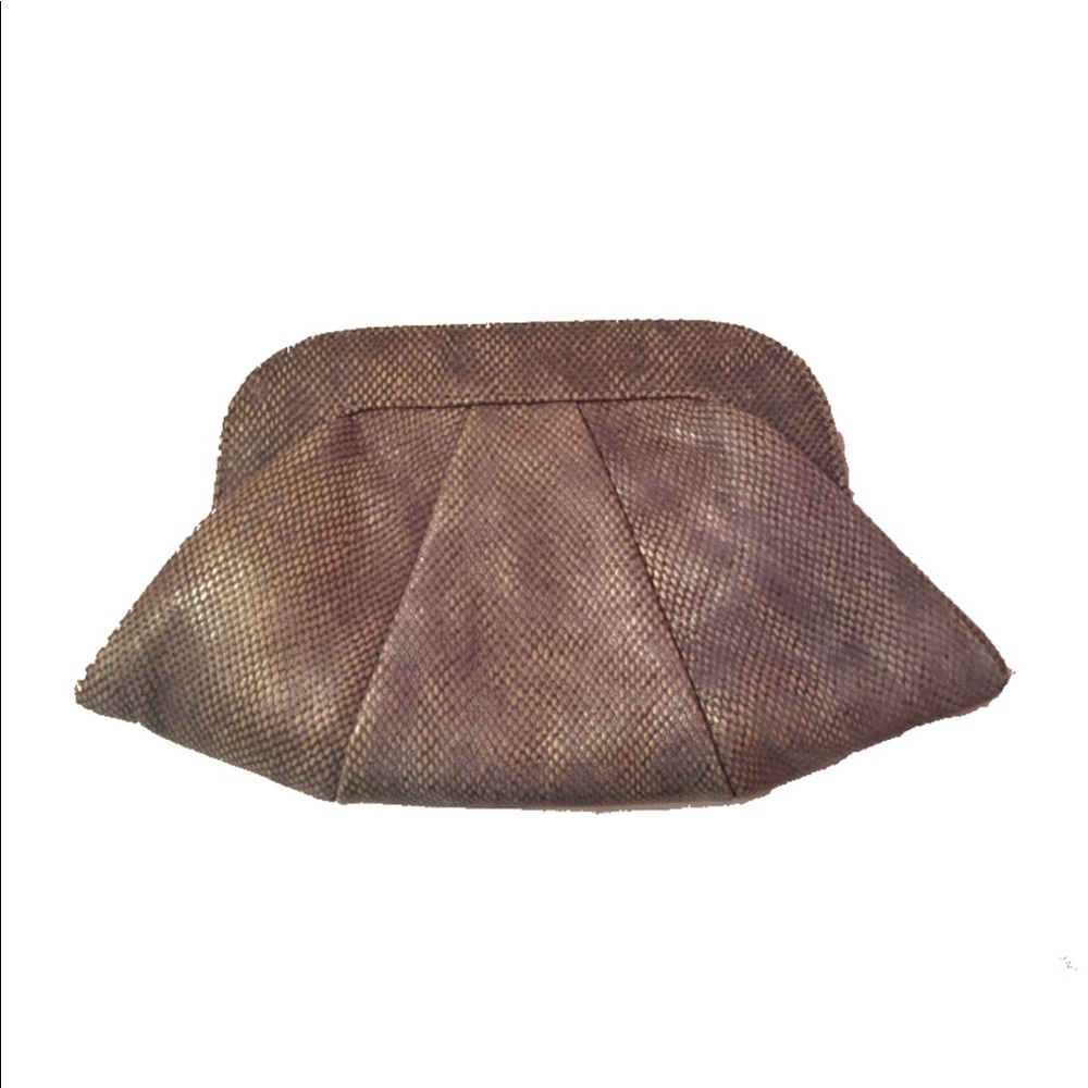 Lauren Merlin Python Embossed Clutch