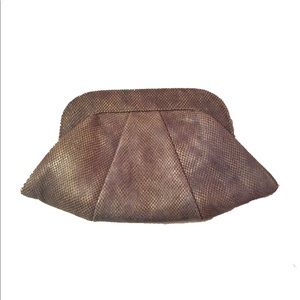 Lauren Merlin Python Embossed Clutch