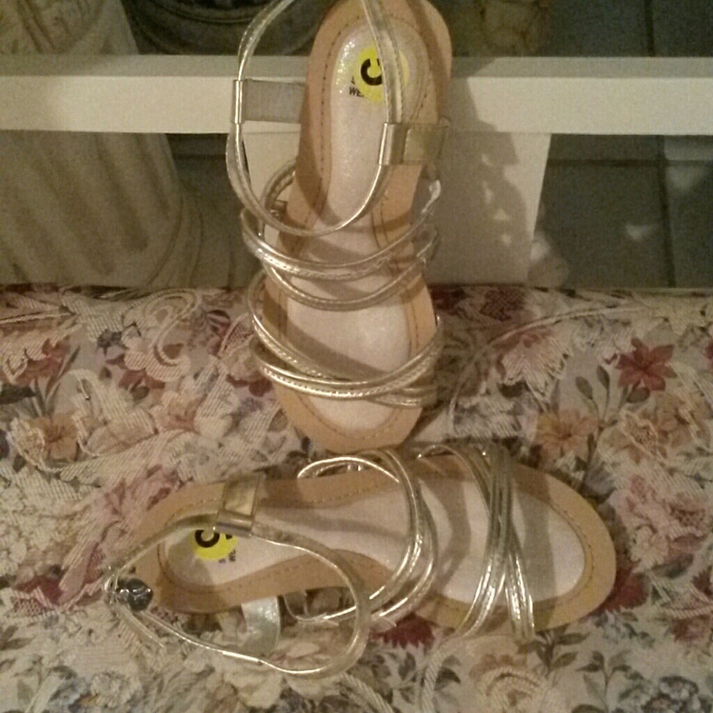 Gold strap sandals
