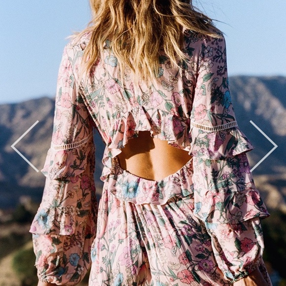 NWT Spell Designs Sayulita Frill Gown in musk - Picture 3 of 4