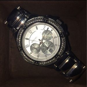 Silver michael kors watch with diamond face