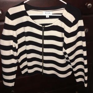 ELLE Jackets & Coats - Black & white stripped 3/4 sleeves jacket ELLE Jackets & Coats - Black & white stripped 3/4 sleeves jacket