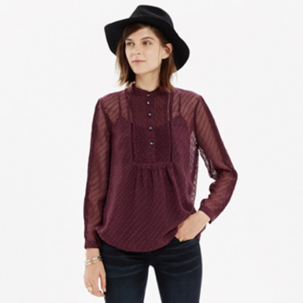 Madewell Pintuck Clipdot Blouse
