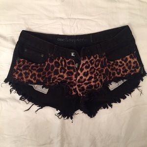 ONE TEASPOON leopard and black shorts