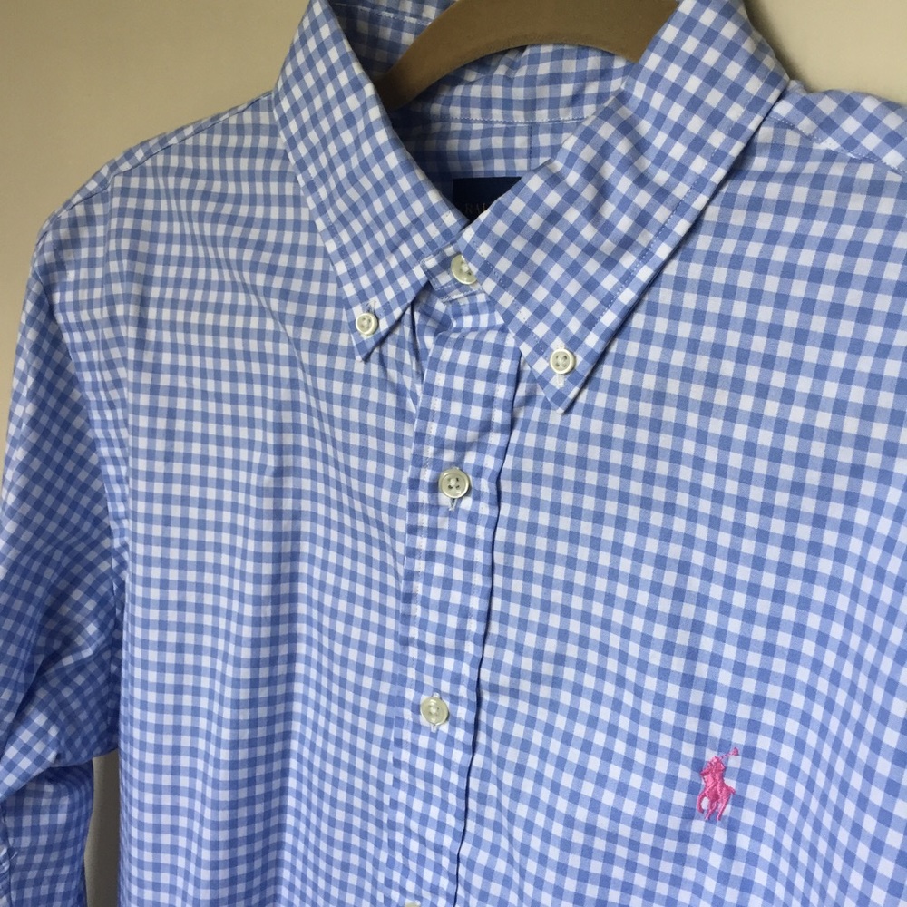 Ralph Lauren Light Blue Plaid Button Down Shirt M