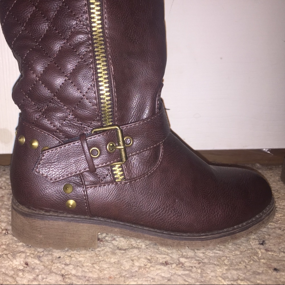 Deep brown calf length boots with lots of detail!!