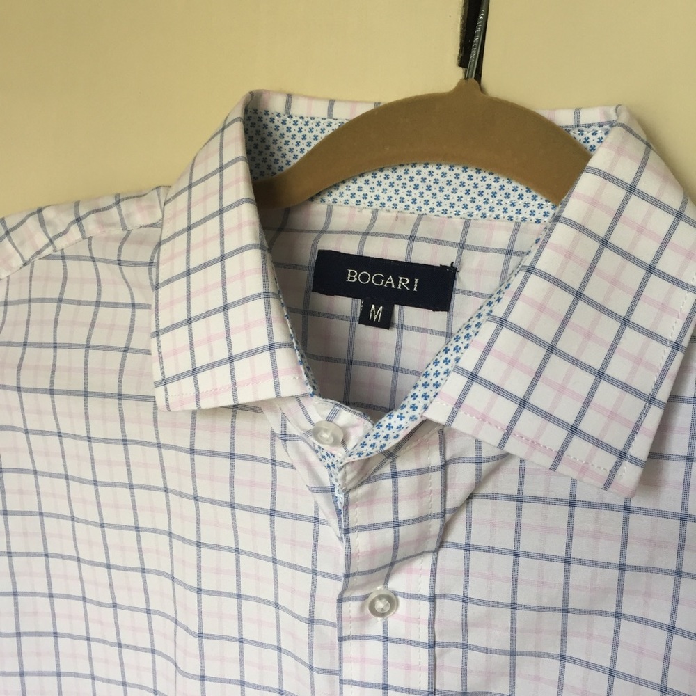 NWOT Medium Bogari Button Pink/Blue Dress Shirt