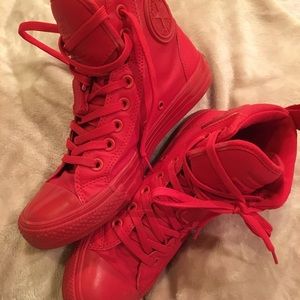 Full red hightop Converse