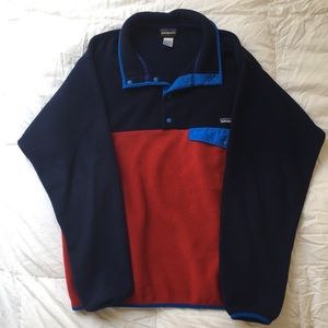 Red and Blue Patagonia Synchilla Fleece Pullover