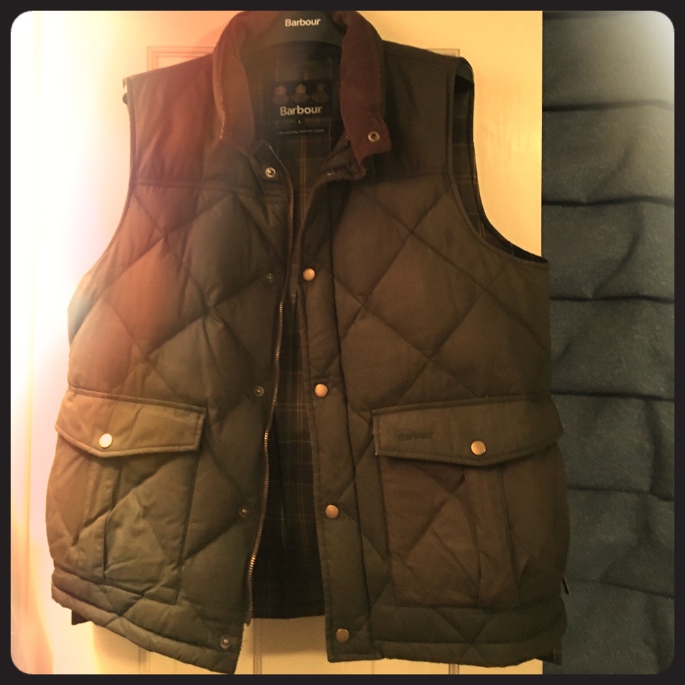 Barbour quilted feather down vest - green