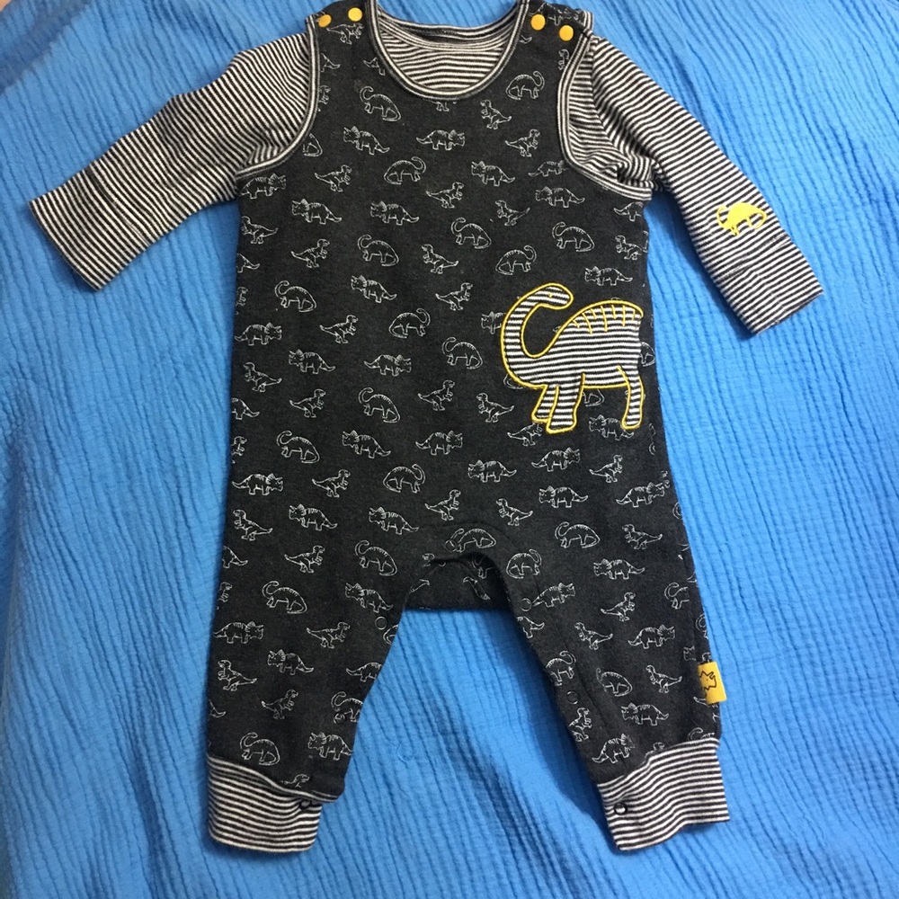 Dinosaur Overalls + Matching Long Sleeve Shirt