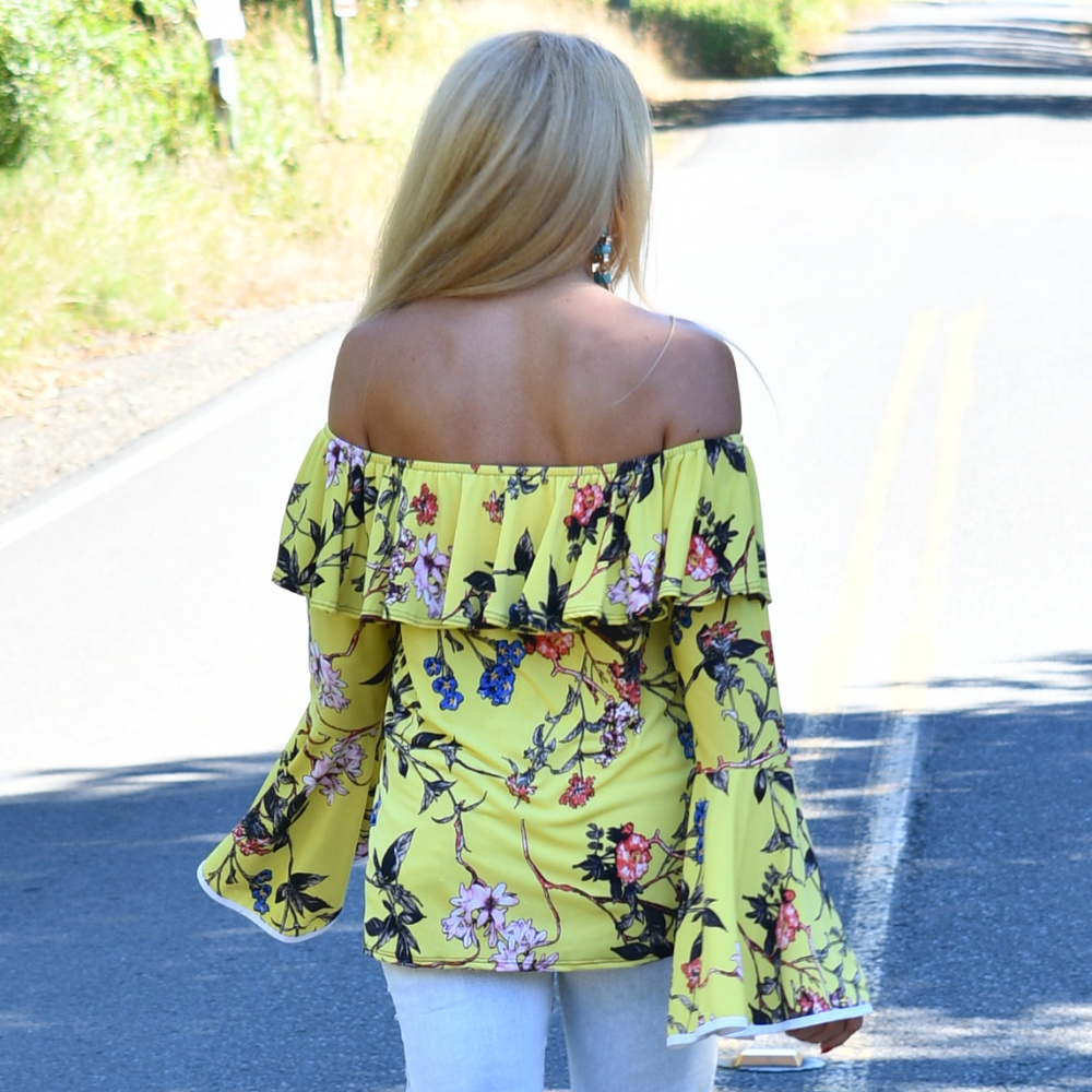 RUFFLE BELL SLEEVE FLORAL TOP - Picture 4 of 4