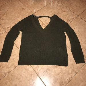 V neck knit Olive Green sweater