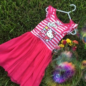 Ruffle sleeve pink & white hello kitty dress