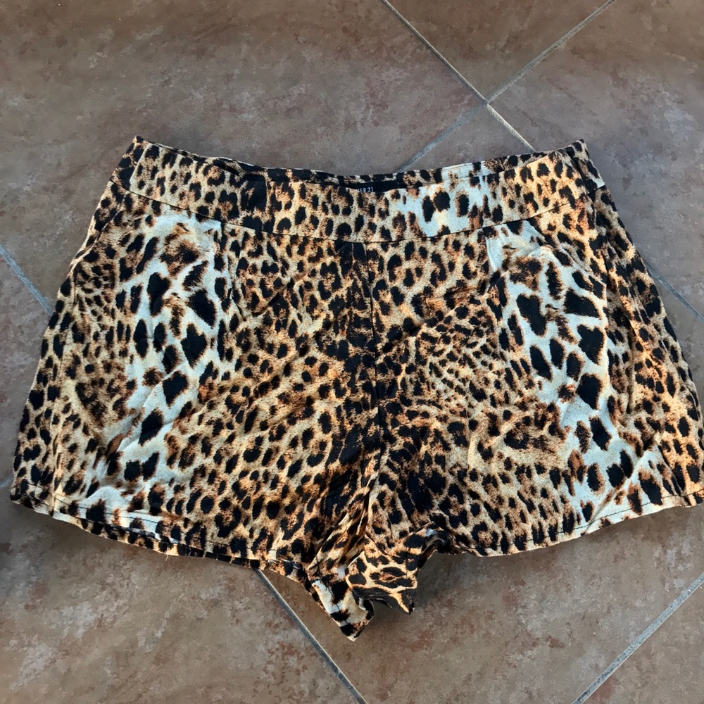 Animal Print Linen Shorts