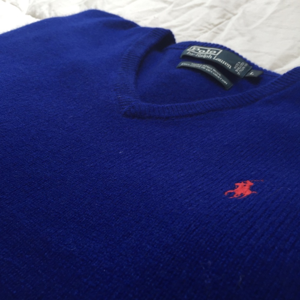 NWOT Blue Ralph Lauren Lambswool V-Neck Sweater