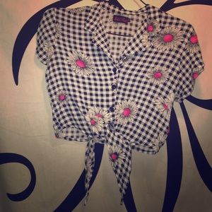 Motel cropped button down 90s daisy top xs