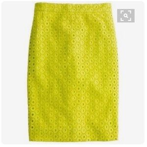 J. Crew lime green eyelet pencil skirt size 0