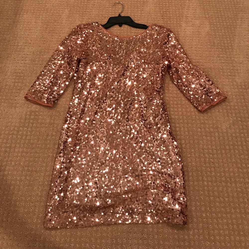 Rose colored sequins mini dress