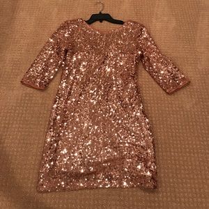 Rose colored sequins mini dress