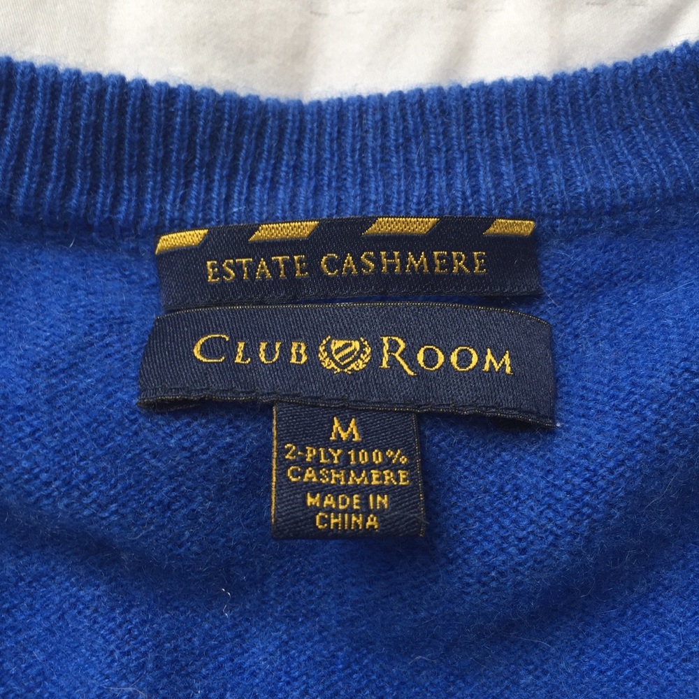 100% Cashmere Blue V-Neck Sweater M