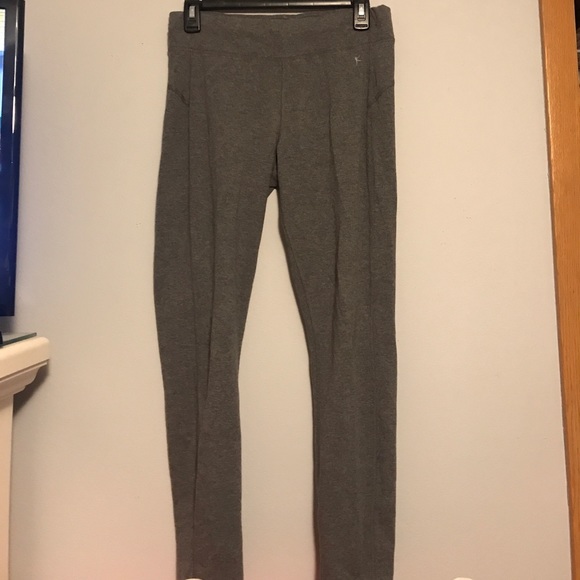 Fitted Full Length Gray Athletic Leggings - Picture 1 of 2