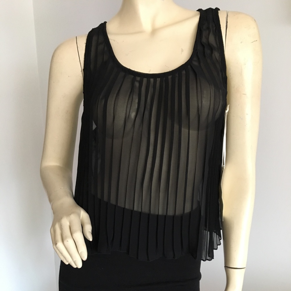Wendy Katlen sheer black pleated top M